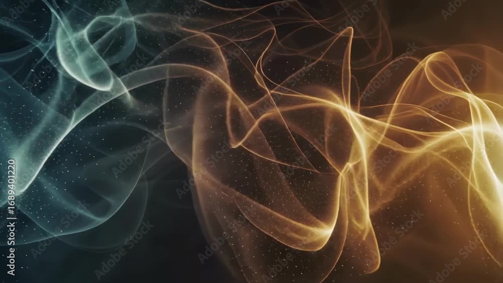 Poster abstract smoke background animation loop gold blue particle effect visual graphic element 100