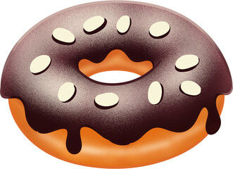 Illustration of a Donut with Chocolate Glaze