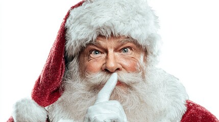 png cut out isolated background a fulllength portrait of santa claus making a shushing gesture by holding a finger to his lips