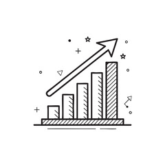 Minimal line art rising bar chart icon