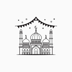Mosque outline icon for festivals and celebrations