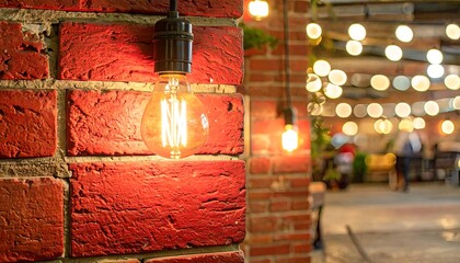 Warm light on brick wall