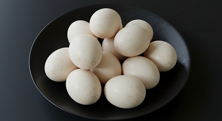 Bowl of Fresh White Eggs Still Life.