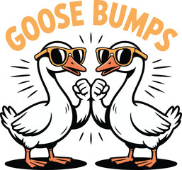 Fototapeta premium Goose Bumps T-shirt Design Vector Cool Geese with Sunglasses.