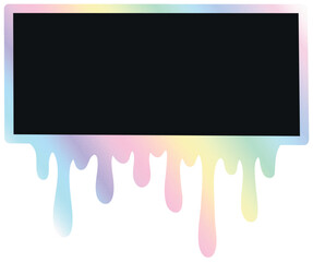 Vibrant rainbow holographic frame with dripping gradient edges, perfect for digital art, trendy posters, modern designs, and Y2K aesthetic projects.