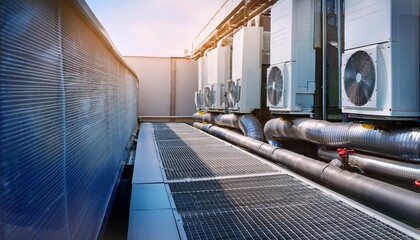 Fototapeta premium cooling pipes of air conditioning system technology hvac cooling system technology air conditioner