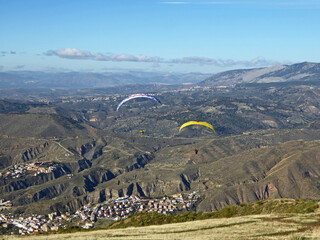 Paragliders at Cenes in the Sierra Nevada, Spain	