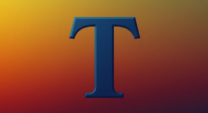 Blue Letter T on Textured Background.