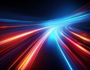 high speed light motion trails futuristic wallpaper blur light glowing effect in blue and red light streaks on dark background