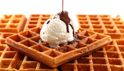 Waffle with ice cream and chocolate