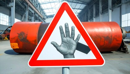 Warning sign in industrial setting