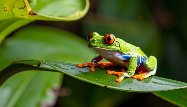 Close-up of a vibrant tree frog