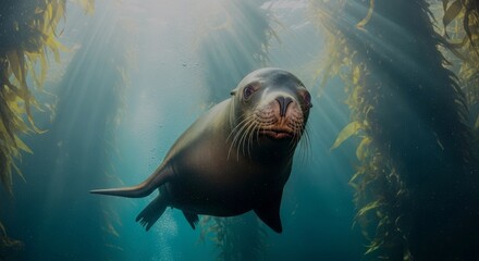 Obraz premium sea lion in the water