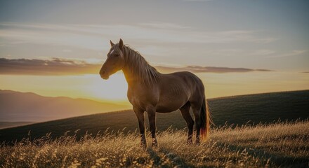 Obraz premium horse at sunset
