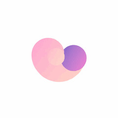 Abstract soft shapes in pink and purple colors on white background  