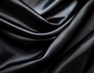 Obraz premium close up of smooth black fabric with elegant folds creating a textured and luxurious appearance perfect for backgrounds fashion and textile concepts