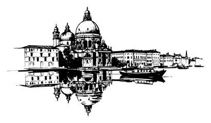 Fototapeta premium Venice Grand Canal cityscape with basilica and reflections
