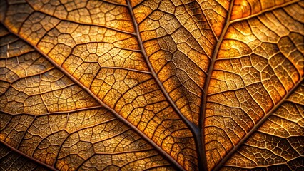Obraz premium Detailed Macro Shot of a Dried Autumn Leaf Showing Veins and Texture