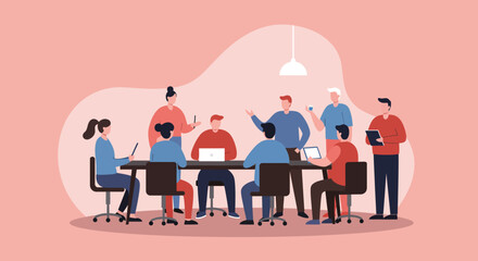 Diverse team collaborating in a modern office meeting, discussing ideas and strategizing for business growth. Represents teamwork, innovation, and professional partnership.