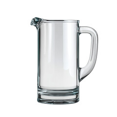 Empty glass pitcher with a handle isolated on a transparent background