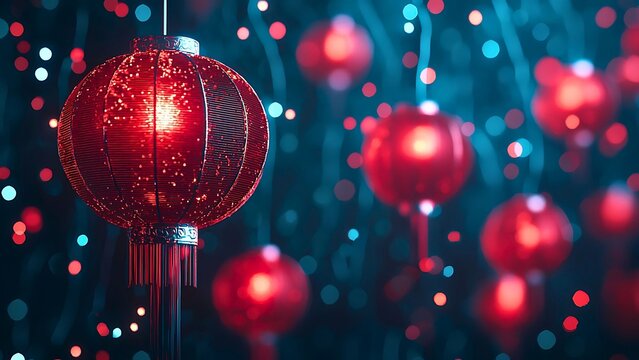 Red Lanterns: Festive Decorations with Glowing Lights
