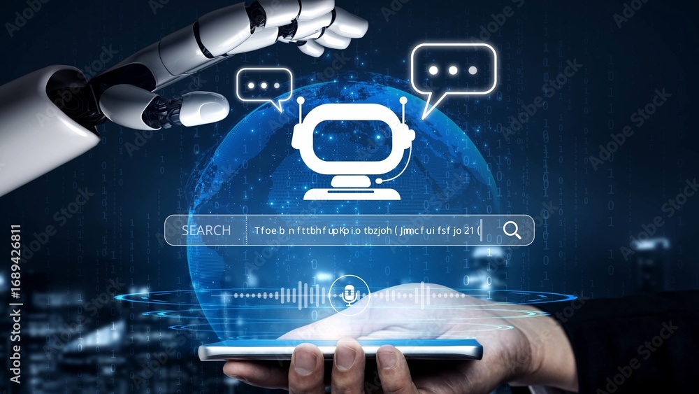 Aufkleber ai assistant with voice chat interface, combining smart chatbot, voice command, and ai-powered contr