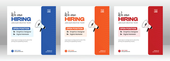 Corporate Social Media Hiring Post Template for Digital Marketer and Graphic Designer – Editable Vector Layout with Professional Design – Fully Customizable Social Media Post for Recruitment Campaigns