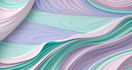 Fototapeta premium Pastel Layered Paper-Cut Abstract Background with Soft Curves