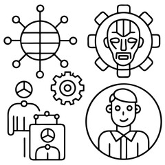 Artificial intelligence line icons