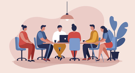 Diverse team collaborating in a modern office meeting, discussing business strategies and ideas. Perfect for corporate communication and teamwork concepts.