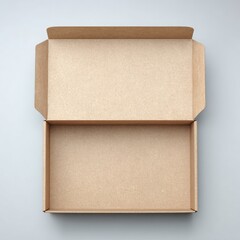 Open Brown Cardboard Box on Grey