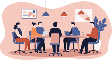 Diverse team collaborating in a modern office meeting, discussing business strategy and ideas. Ideal for concepts of teamwork, productivity, and professional development.