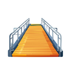 Illustration of a Long Yellow Wooden Ramp With White and Blue Handrails