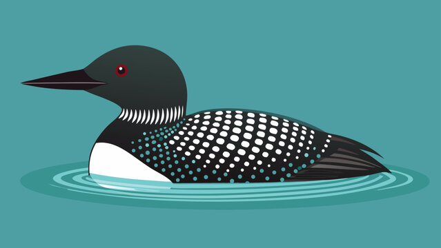 Common Loon Swimming on Calm Water Detailed Vector Illustration