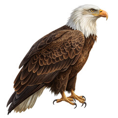 Obraz premium Majestic bald eagle showcasing powerful talons and keen gaze, symbolizing freedom and strength. 
