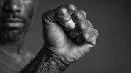 Raised Fist in Monochrome