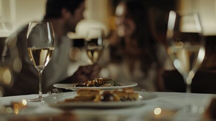 Naklejka premium Couple dining in restaurant
