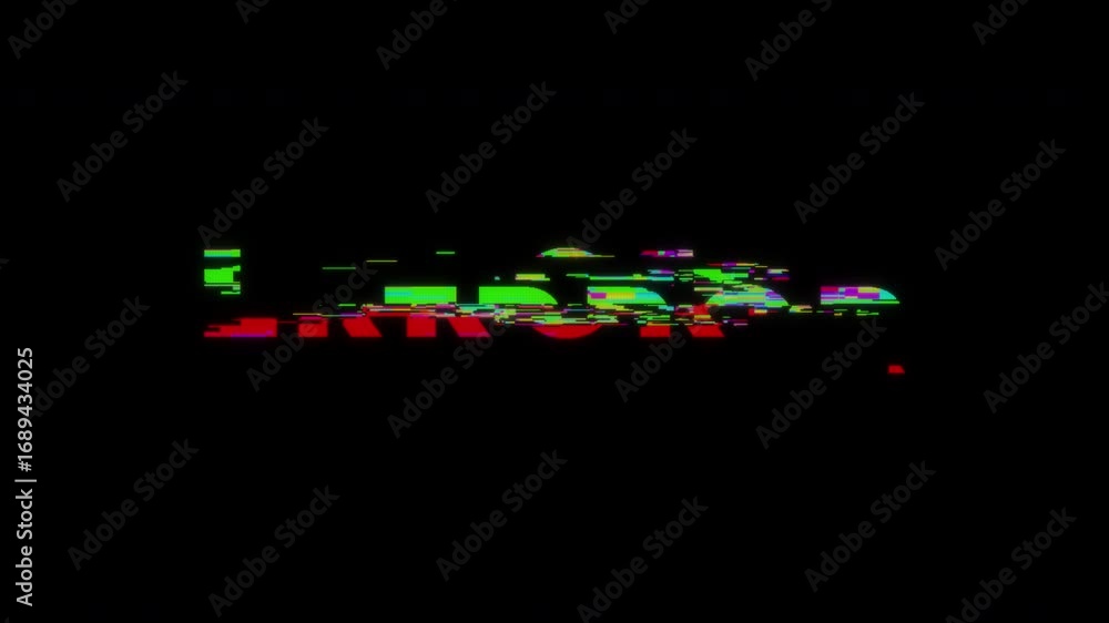 Poster message error text glitch animation on black background