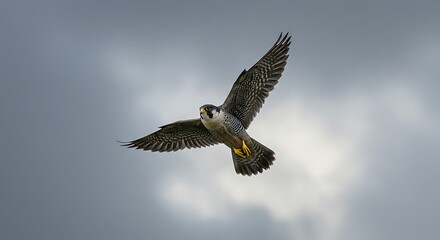 Obraz premium Falcon in Flight - A Powerful Bird of Prey.