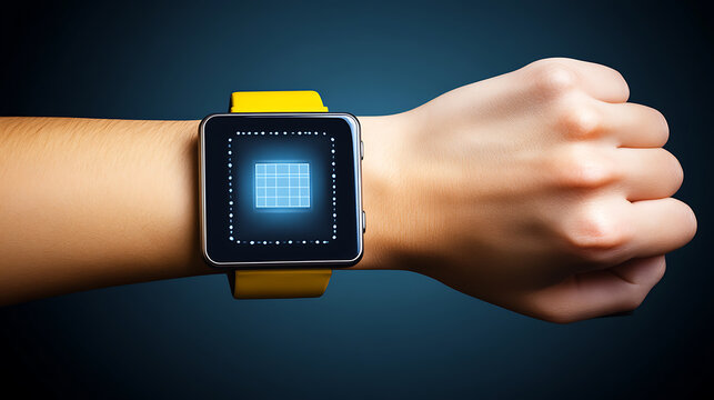 Smartwatch with Grid Display on Wrist - Powered by Adobe