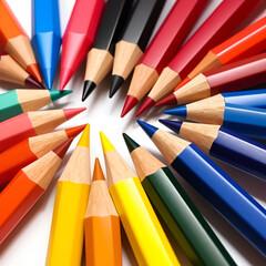 Fototapeta premium colored pensils to centre horizontal