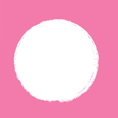 Bright white circle with textured edge centered on a vibrant pink background for design