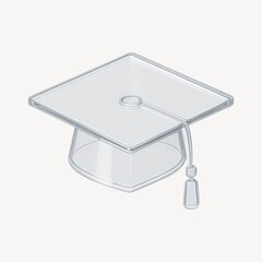 Transparent graduation cap illustration.