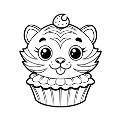 cupcake cartoon illustration vector line art