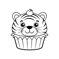 cupcake cartoon illustration vector line art