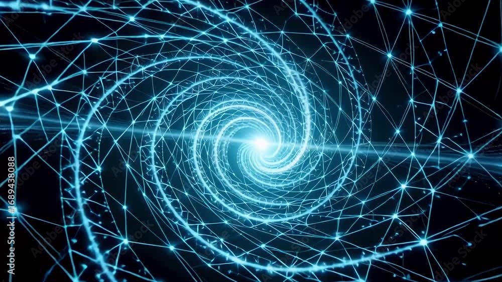 Poster abstract network technology background animation with glowing dots and lines effect loop 4k