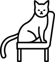 A minimalist outline of a cat sitting regally on a chair silhouette