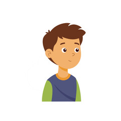 Distant Boy Thinking About a Face – Minimal Outline Vector on White Background.