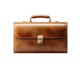 Classic Brown Leather Briefcase Isolated on a White Background