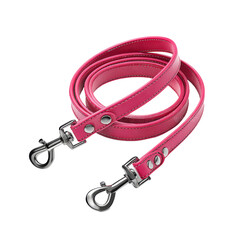 Fototapeta premium Pink dog leash with metal clasps isolated on a transparent background